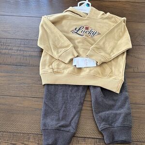 Lucky Brand Kids Tan Hoodie and Gray Joggers